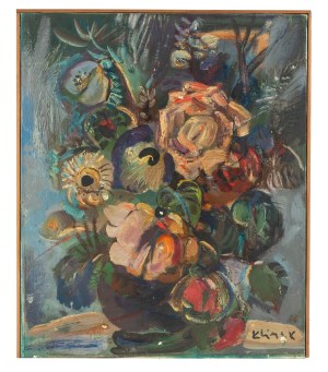 Ludwik Klimek (1912 Skoczów - 1992 Nicea), Róże i fiołki, 1966 r.