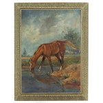 Tadeusz Kokietek (1920-1982), Horse at the watering hole, 1942.