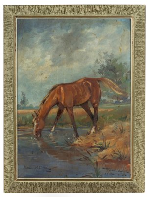 Tadeusz Kokietek (1920-1982), Koń u wodopoju, 1942 r.