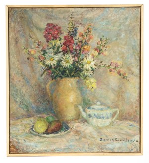 Maria Ziomek-Kowalewska (1905-1975), Martwa natura z kwiatami/Pejzaż, lata 60. XX w.
