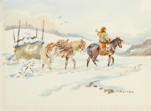 Karol Kossak (1896 Lwów-1975 Ciechocinek), Hucuł na koniu