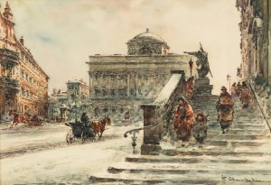 Władysław Chmieliński (1911 Warszawa - 1979 tamże), Widok na kościół Św. Krzyża