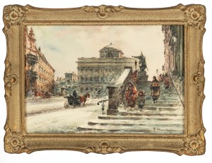 Władysław Chmieliński (1911 Warszawa - 1979 tamże), Widok na kościół Św. Krzyża