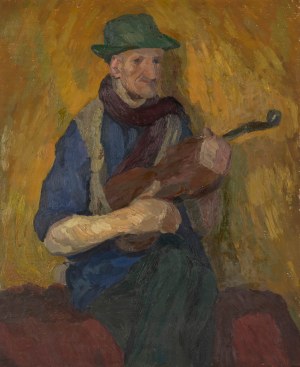 Jan Aniserowicz (1929-2007), Portret grającego mężczyzny / Akt kobiecy