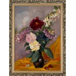 Jozef Kidon (1890 - 1968), "Bouquet of peonies and foxgloves".