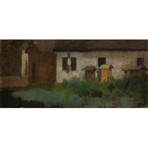 Hippolyte Lipinski (1846 - 1884) attributed, Beehives in front of the hut.