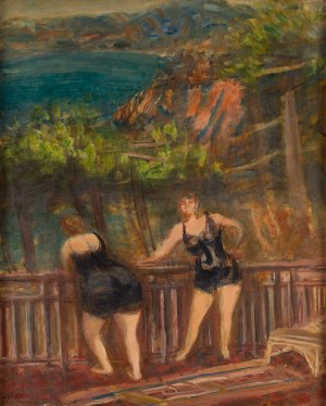 Zygmunt Józef Menkes (1896 Lwów - 1986 Riverdale, USA), Plażowiczki na tarasie, około 1930