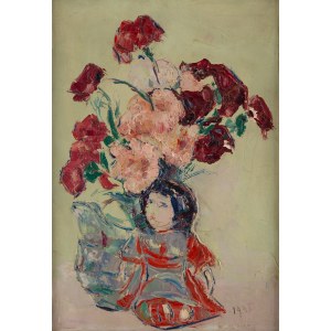 Włodzimierz Terlikowski (1873 Poraj near Łódź - 1951 Paris), Bouquet of flowers and doll, 1936
