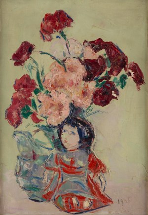 Włodzimierz Terlikowski (1873 Poraj k. Łodzi - 1951 Paryż), Bukiet kwiatów i lalka, 1936