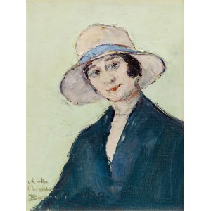 Włodzimierz Terlikowski (1873 Poraj near Łódź - 1951 Paris), Portrait of a young woman wearing a hat, 1929