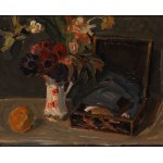 Maurice Blond (1899 Łódź - 1974 Clamart we Francji), Martwa natura z bukietem kwiatów i szkatułką