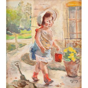 Olga Slomczynska (1881 Vevey - 1941 Paris), Girl with a red bucket