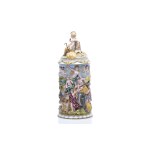 DECORATIVE LIDDED TANKARD - ALLEGORY OF HARVEST AND ABUNDANCE | PORZELLANFABRIK E. & A. MÜLLER, SCHWARZA-SAALE, THURINGIA (GERMANY) (GERMANY / GERMAN 1890 - 1907)