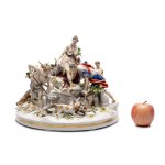 LARGE SCULPTURAL GROUP ATALANTA AND MELEAGER HUNTING THE CALYDONIAN BOAR | (GERMANY / GERMAN 19TH CENTURY)