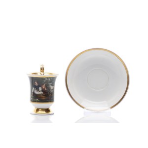 BIEDERMEIER CUP WITH A FIGURAL SCENE | ROYAL PORCELAIN MANUFACTORY IN BERLIN (KPM BERLIN) (GERMANY / GERMAN)