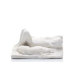 JAN ŠTURSA (1880 - 1925) | RECLINING GIRL WITH A DOG (CZECH / BOHEMIAN)
