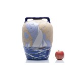 ART DECO VASE WITH SAILBOATS DECORATION | AMPHORA, RIESSNER & KESSEL, TRNOVANY NEAR TEPLICE (TURN-TEPLITZ, BOHEMIA) (CZECH / BOHEMIAN CIRCA 1920-1930)