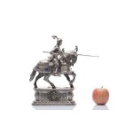 SILVER KNIGHT IN TOURNAMENT ARMOUR ON HORSEBACK | PROBABLY B. NERESHEIMER & SÖHNE, HANAU (GERMANY / GERMAN END OF THE 19TH CENTURY)