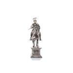 SILVER KNIGHT IN TOURNAMENT ARMOUR ON HORSEBACK | PROBABLY B. NERESHEIMER & SÖHNE, HANAU (GERMANY / GERMAN END OF THE 19TH CENTURY)