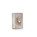 SILVER MATCHBOX HOLDER WITH RELIEF OF AN EGYPTIAN HEAD | (FRANCE / FRENCH AROUND 1900)