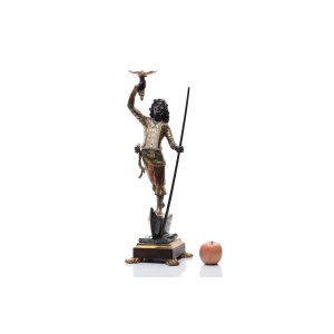 MOORISH GONDOLIER FIGURE - FIGURAL CANDLESTICK | (ITALY / ITALIAN AROUND 1900)
