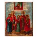 ICON WITH SAINTS AND THE HEAD OF ST JOHN THE BAPTIST | (RUSSIA / RUSSIAN)