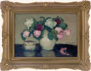 Alfons Karpiński (1875-1961), Róże w wazonie