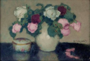 Alfons Karpiński (1875-1961), Róże w wazonie