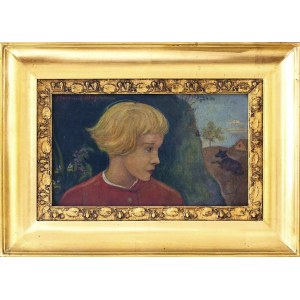 Wlastimil Hofman (1881-1970), Portret chłopca w czerwonym kubraczku
