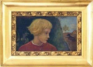 Wlastimil Hofman (1881-1970), Portret chłopca w czerwonym kubraczku