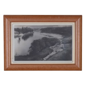 Framed postcard - Jozef Pilsudski in Druskininkai on the Nemunas River