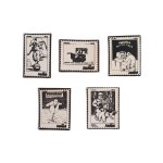 A set of 5 satirical stamps from the 1980s