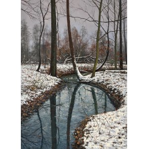 Wojciech Piekarski, Winterlandschaft mit Wasser, 2025