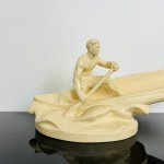 JIHOKERA Bechyně - figurative ceramic statue of a canoeist - Czechoslovakia - 1961