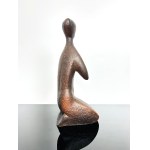 JIHOKERA Bechyně - seated girl / female nude - art deco style - ceramic sculpture - Czechoslovakia - 2nd half of the 20th century