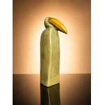 Ceramic statue of a toucan - green-yellow glaze - Czechoslovakia - 2nd half of the 20th century