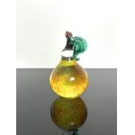 Handmade glass sculpture of pear - art glass paperweight - yellow glass