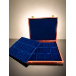 Two-tier wooden case for coins / medals - for 24 pieces - vintage