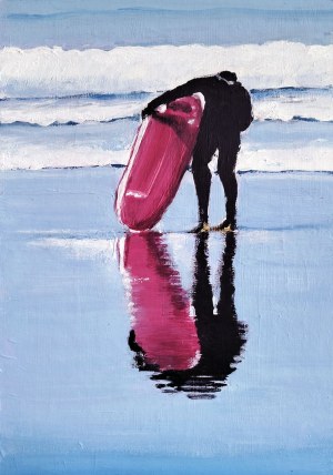 Maciej MAJEWSKI (ur. 1977), Surfer z Magentową Deską, 2021