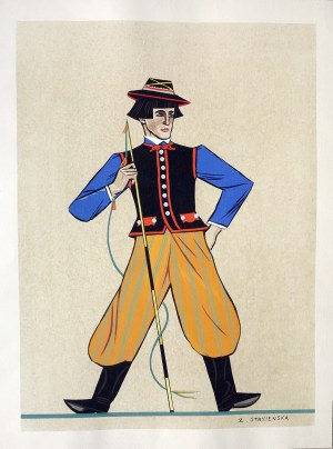 Zofia Stryjeńska (1891 - 1976), MĘŻCZYZNA W STROJU LUDOWYM Z ŁOWICZA, 1939