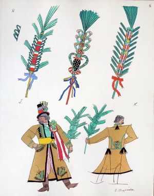 Zofia Stryjeńska (1894 - 1976),, ŚLUBNY STRÓJ KRAKOWSKI I RÓŻDŻKI WESELNE, 1939