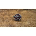 Vintage style ring with Czech garnets - sterling silver