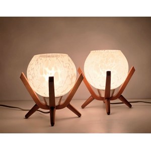 A pair of Dřevo Humpolec table lamps - Czechoslovakia 1970s