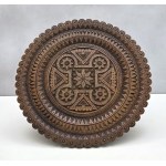 Large Hutsul wooden revolving platter on a leg - interwar period [ Hutsul, Second Republic ].