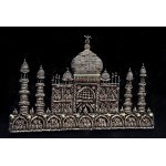 Old suede envelope bag with handmade silver thread decoration - Taj Machal - l half of the 20th century.