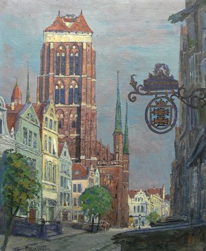 Oskar Wilda (1886-1958), Widok na Kościół Mariacki od strony ulicy Piwnej