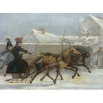 Aleksander Orłowski (1777 Warszawa-1832 Petersburg)-przypisywany, Sanie dwukonne
