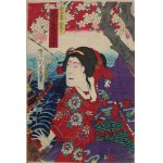 Morikawa Chikashige(czynny ok.1869-l.80.XIX w.), Scena ze sztuki kabuki „Kinkanban Tateshi no Hondana” - tryptyk