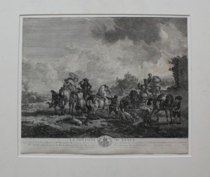 Jean Moyreau(1690-1762) wg Philipsa Wouwermanna, Fontanna Wenus(Plansza 65 z serii „Oeuvres de Philippe Wouwermens Hollandoi”, 1750)
