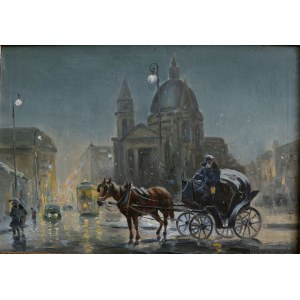 Z. Wąsowicz(XX w.), Dorożka na Placu Trzech Krzyży, 1933